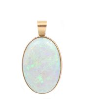 22.36 carat Opal 18K yg pendant lively green, blue mauve & orange