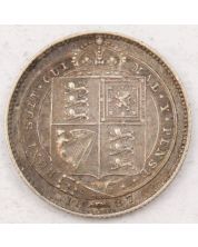 1887 Great Britain Shilling Victoria Jubilee Head Shield in Garter a/VF