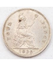 1836 Great Britain 4 pence silver coin nice AU+