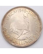 1948 South Africa 5 Shillings Springbok large silver coin toned Choice UNC