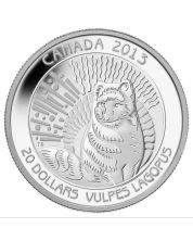 2013 Canada $20 Proof Silver coin - The Arctic Fox Untamed Canada 