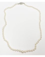 Luxury 14K White Gold Diamond 81x Pearl Necklace 18" length