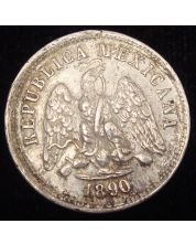 1890 ZSZ Mexico 10 Centavos EF-45