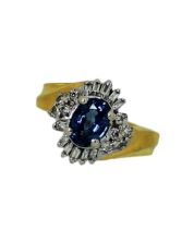 14k gold 1.07 carat Sapphire Diamond Ladies Ring