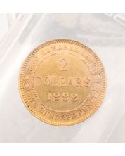 1888 Newfoundland $2 gold coin Obverse-3 ICCS EF-40
