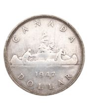 1947 Blunt-7 Canada silver dollar G/VG