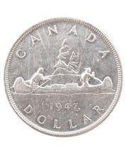 1947 Maple Leaf Canada silver dollar nice EF