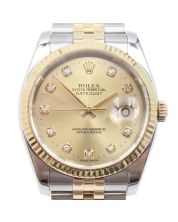 Rolex Oyster Perpetual Datejust 116233 Champagne Diamond Dial 18K Jubilee Watch