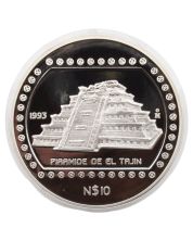 1993 5 oz Mexico $10 Pyramide De El Tajin 5 ounce .999 silver coin Proof