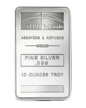 NTR Metals 10 Ounce Silver Bar .999 Pure