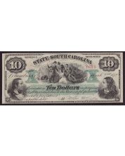 1872 State of South Carolina $10 nice Choice UNC