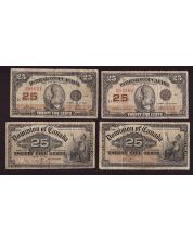 4x Different Canada 25 cent banknotes shinplasters 