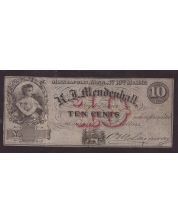 R. J. Mendenhall, Ten Cents Scrip Note 1862 10 01 Extremely Scarce VF+ 