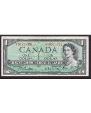 1954 Canada $1 replacement note Beattie Rasminsky *D/O0525391 F/VF