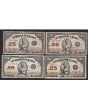4x 1923 Canada 25 cents banknotes 4-notes VG-F
