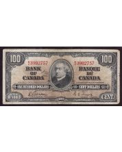 1937 Canada $100 banknote Gordon Towers B/J3902757 F+