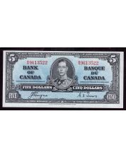1937 Canada $5 banknote Coyne Towers B/S9613522 very nice Choice AU/UNC