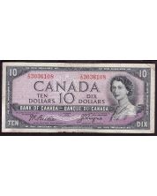1954 Canada $10 Devils Face note Beattie Coyne BC32b I/D3036108 F/VF