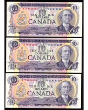 3x 1971 Canada $10 consecutive notes Crow Bouey EES8154634-36 CH UNC