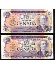 2x 1971 Canada $10 notes Lawson Bouey TA2511248 & 6778248 CH UNC