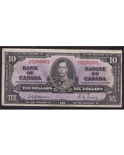 1937 Canada $10 banknote Osborne Towers A/D5290001 nice VF+