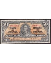 1937 Canada $50 banknote Gordon Towers B/H4148313 F+