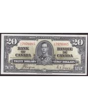 1937 Canada $20 banknote Coyne Towers K/E7976085 Choice EF/AU