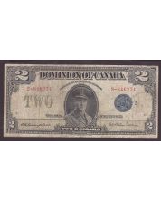 1923 Canada $2 banknote Campbell Sellar Blue Seal S-846274 DC-26i F/VF