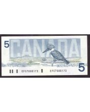 1986 Canada $5 banknote Thiessen Crow Kingfisher EPC7000172 nice EF/AU