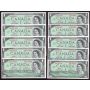 10x 1967 Canada $1 banknotes all G/P prefix 10-notes Choice AU to Choice UNC