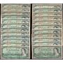 23 x Canada 1954 $1 banknotes 23 notes all circulated and/or damaged