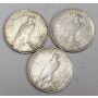 1922 1922d 1923d USA Peace silver dollars VF-EF