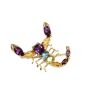 14 Karat Yellow Gold Scorpian Pendant With Amethysts Blue Topaz Olivine Citrines