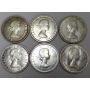 6x Canada silver dollars 1st Queen Elizabeth young head 