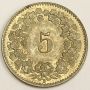 1872B Switzerland 5 Rappen MS63