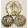 France 1901 and 1917 50 Centimes and 1919 1 Franc 
