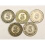 5x Straits Settlements 5 Cents silver coins 1910 2x1918 1919 1926