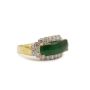 Burmese Jade & Diamonds 14K yellow gold ring 