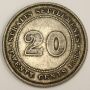 1882H Straits Settlements 20 Cents silver coin VF20