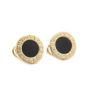 BVLGARI 18 Karat Yellow Gold Onyx Stud Earrings Omega Back 