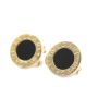 BVLGARI 18 Karat Yellow Gold Onyx Stud Earrings Omega Back 