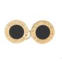 BVLGARI 18 Karat Yellow Gold Onyx Stud Earrings Omega Back 