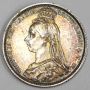 1887 Great Britain 6p sixpence silver coin a/UNC