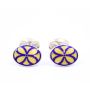 Tiffany & Co Blue and Yellow Floral Oval Sterling Silver Cufflinks