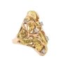 Gold Nuggets Diamonds 14K yellow gold ring  
