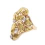 Gold Nuggets Diamonds 14K yellow gold ring  