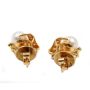 Diamonds & pearls stud style earrings 14K yg 