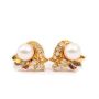 Diamonds & pearls stud style earrings 14K yg 