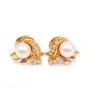 Diamonds & pearls stud style earrings 14K yg 