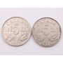 1926 far 6 and 1926 near 6 Canada 5 cents 
